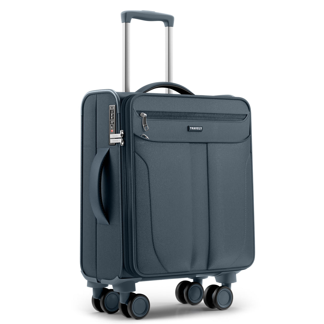 Travely Stoffkoffer M - Handgepäck Koffer mit Laptopfach bis 15,6", Koffer mit 4 Rollen und TSA Zahl