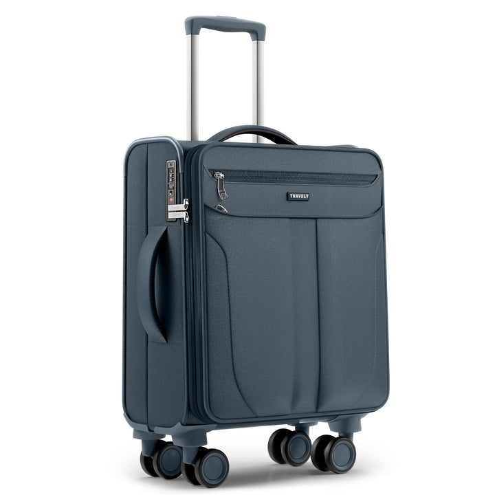 Travely Stoffkoffer M - Handgepäck Koffer mit Laptopfach bis 15,6", Koffer mit 4 Rollen und TSA Zahl