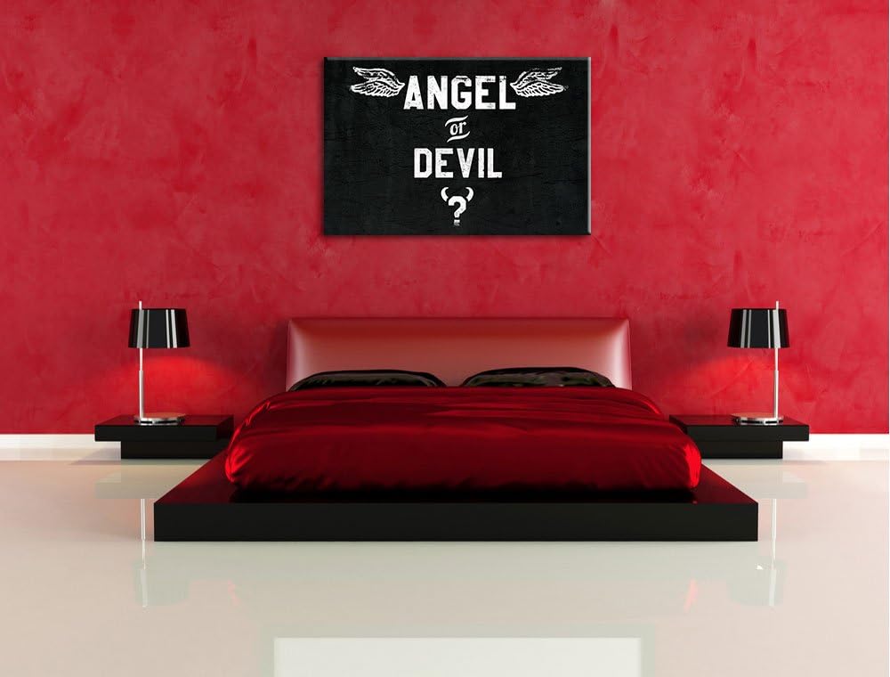 Angel or Devil Black Format: 100x70auf Leinwand, XXL riesige Bilder fertig gerahmt mit Keilrahmen, K