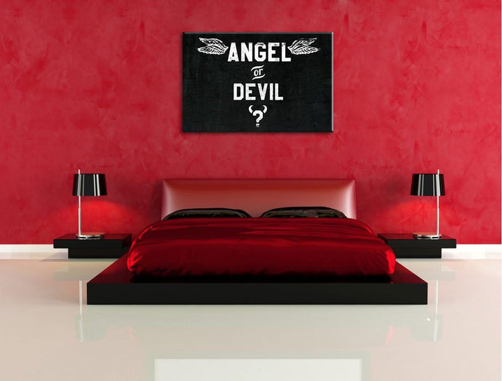Angel or Devil Black Format: 100x70auf Leinwand, XXL riesige Bilder fertig gerahmt mit Keilrahmen, K