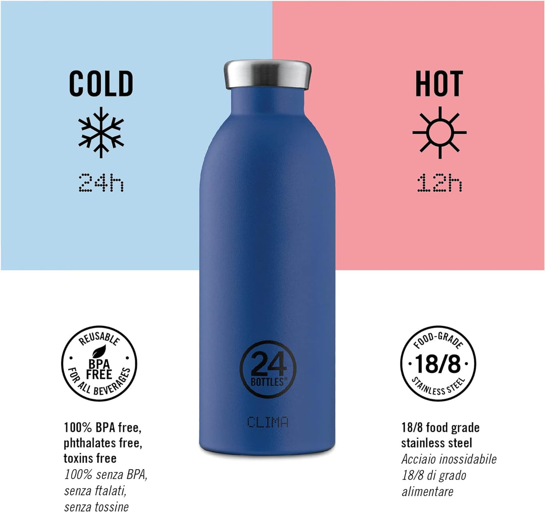 24Bottles Clima Flasche - 330ml/500ml/850ml Thermosflasche mit 100% Versiegeltem Deckel (12 Stunden