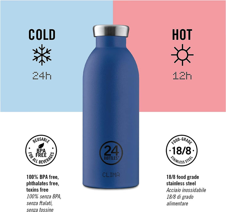 24 BOTTLES - Clima Bottle 0,85 L - Stone Finish - Dusty Pink (24B446) 850 ml Dusty Pink, 850 ml Dust