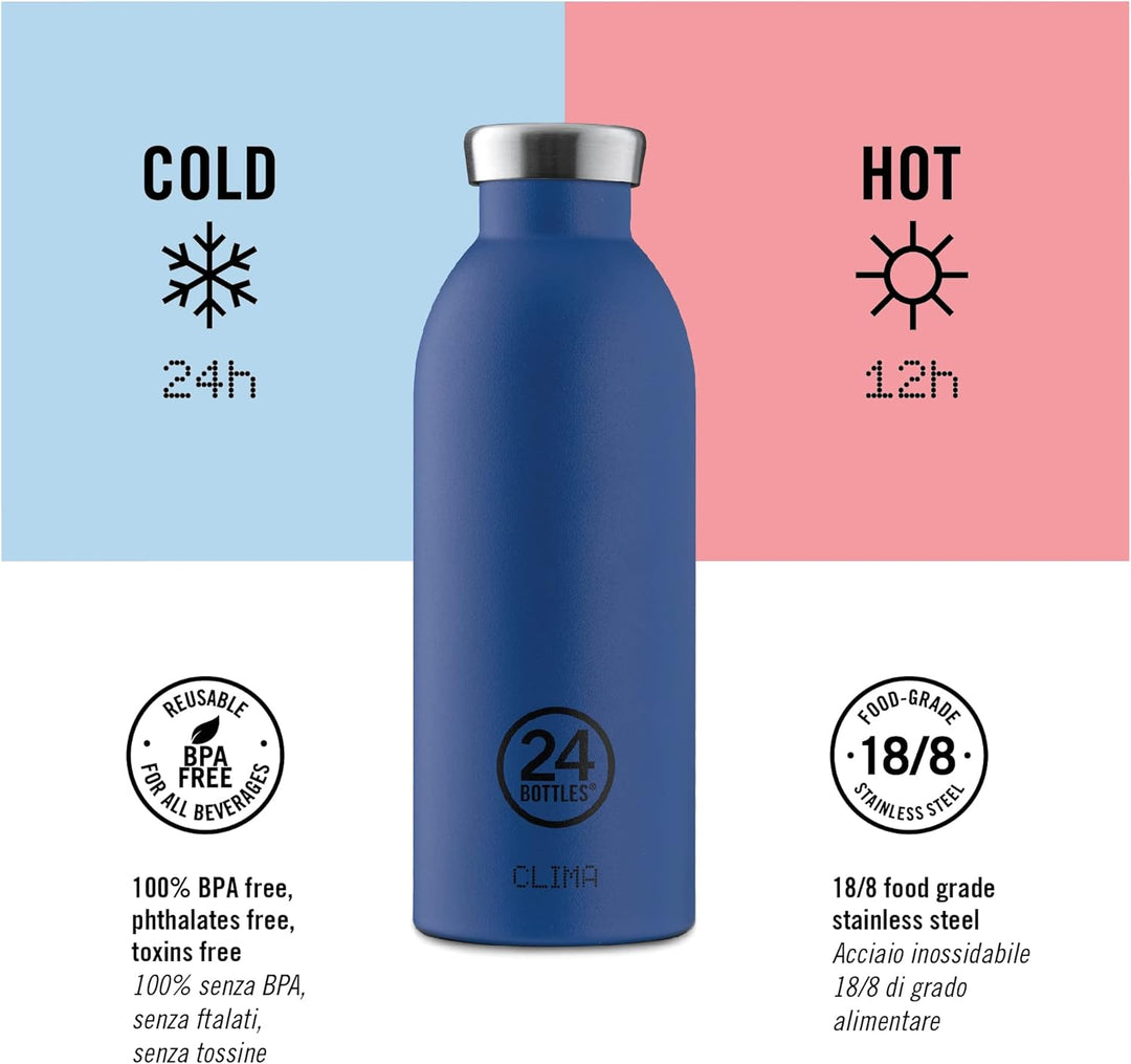 24Bottles Clima Flasche - 330ml/500ml/850ml Thermosflasche mit 100% Versiegeltem Deckel (12 Stunden