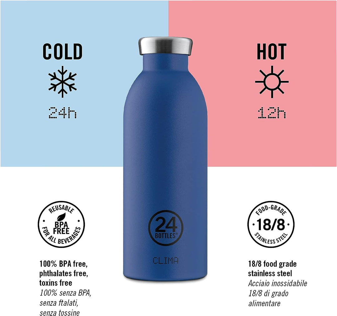 24 BOTTLES - Clima Bottle 0,85 L - Stone Finish - Dusty Pink (24B446) 850 ml Dusty Pink, 850 ml Dust