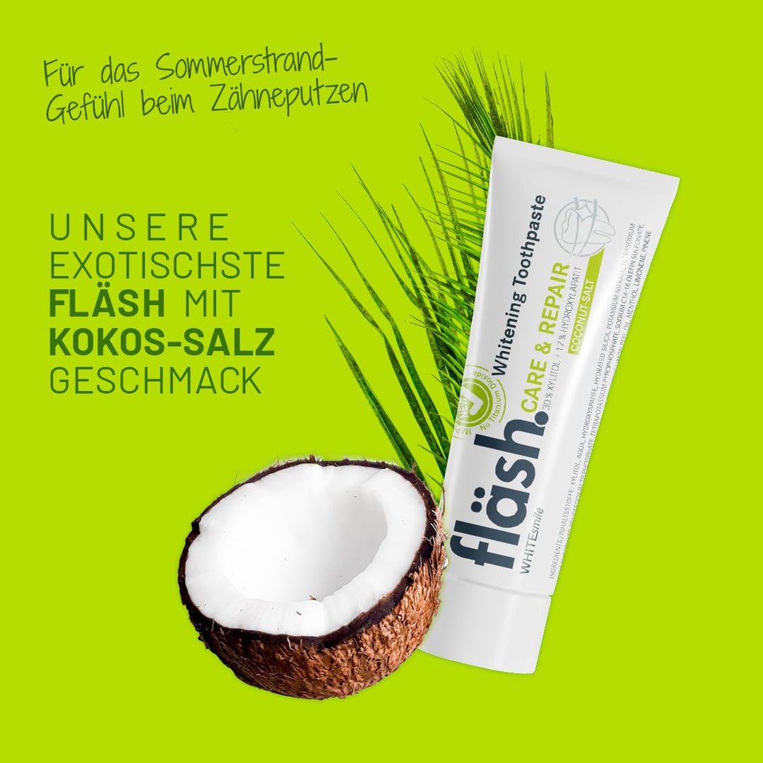 Kokos-Salz: Whitening Zahnpasta | Tägliche Pflege für weisse Zähne | 17% Hydroxylapatit | 30% Xylito