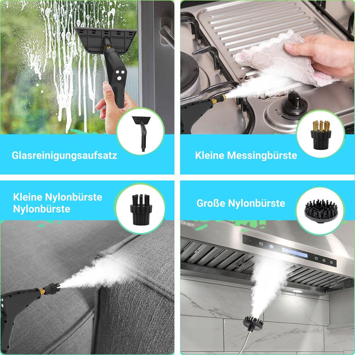 Dampfreiniger Handgerät,Steam Cleaner mit 1500ML Tank,Tragbarer Hochdruck Dampfreiniger mit 3 Arten