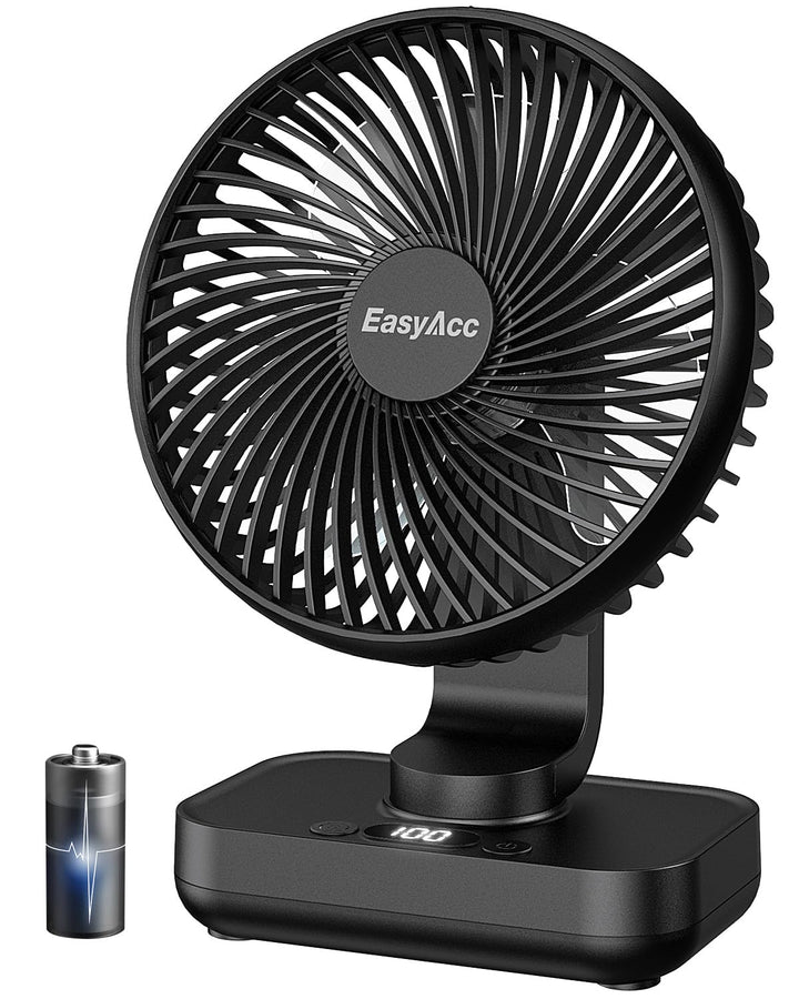 EasyAcc Tischventilator Oszillierend Batterie USB Ventilator 4000 Akku Klein Tragbarer 4 Geschwindig