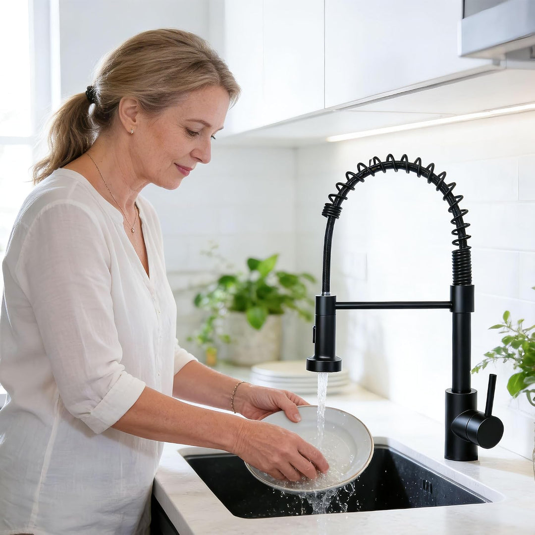 Edelstahl Wasserhahn KüChe,Hochdruck Mischbatterie KüChe mit ausziehbarer Brause,SpüLtischarmatur Zw