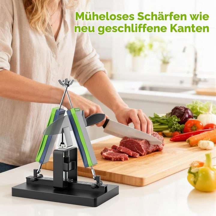 Manuelles Messerschärfset, doppelseitiges professionelles Messerschärfsystem mit Winkelführung und 8