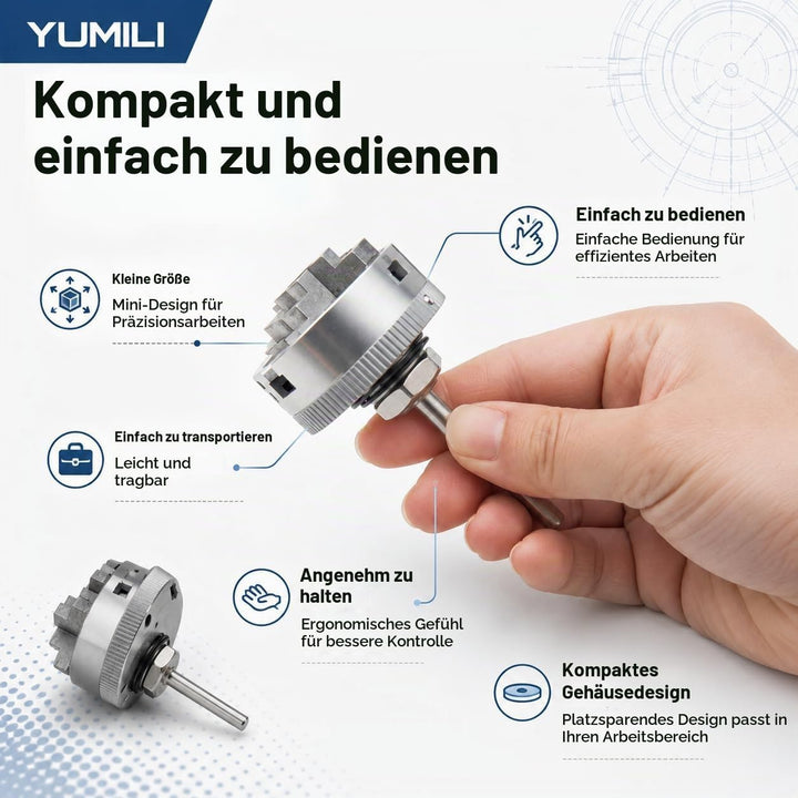 YUMILI Einstellbares Dreibackenfutter-Set für Holzbearbeitungsdrehmaschinen Selbstzentrierendes Dreh
