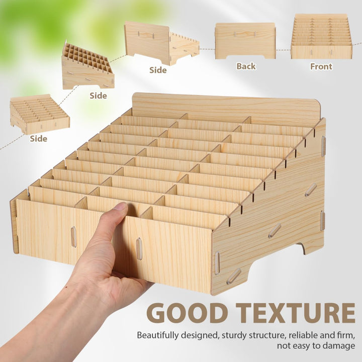 Operitacx Handy-Aufbewahrung für Schule, Handy, Gitter, Organizer, Holz, 30 Steckplätze, Handybox, K
