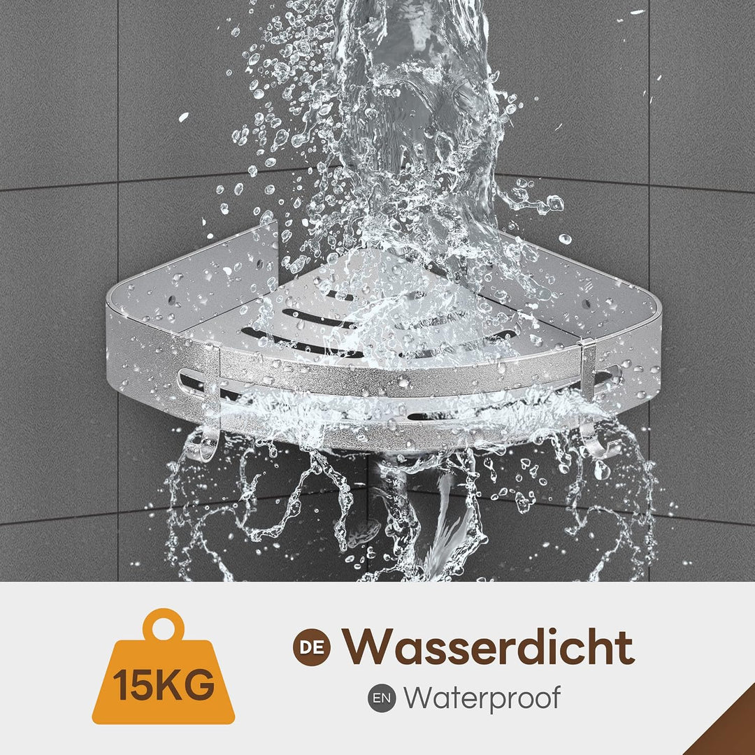 Yorbay Duschregal ohne Bohrung mit Montagestoff, Duschablage Ecke Ohne Bohren, Dreieck Badregal aus