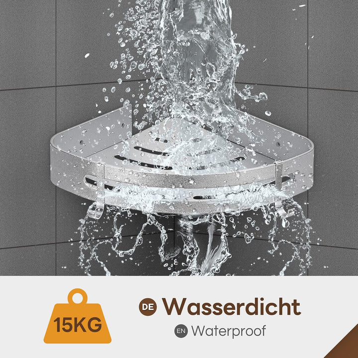 Yorbay Duschregal ohne Bohrung mit Montagestoff, Duschablage Ecke Ohne Bohren, Dreieck Badregal aus