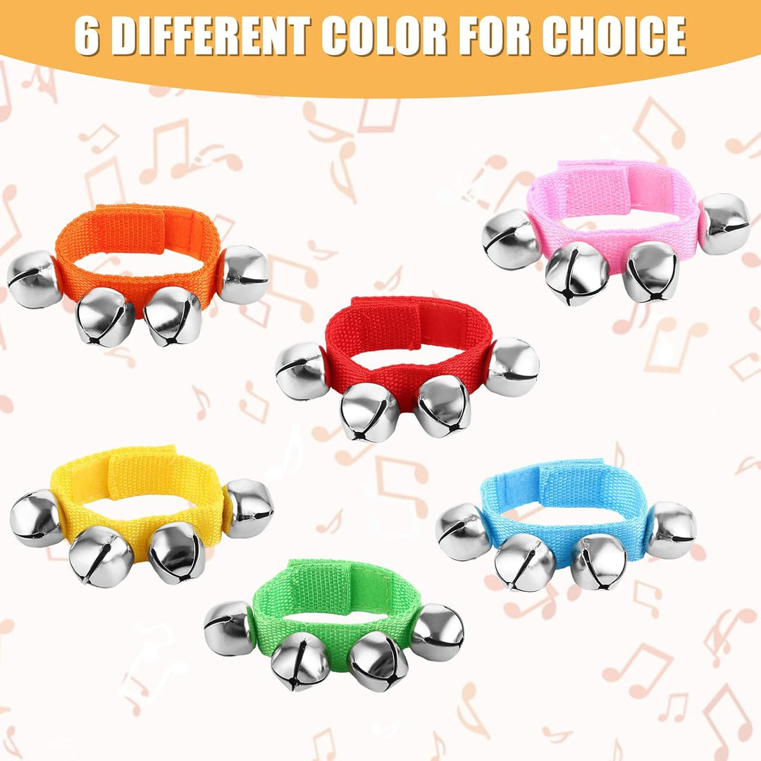 STARVAST 18 Stück Handgelenk Glocken,6 Farben Glocken Armbänder,Glockenband Set,Percussion Spielzeug