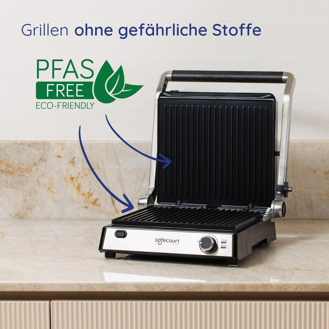 Safecourt Kitchen Sandwichgerät - Grillgerät - Wechselplatten ContactGrill - 3-in-1-180°C Grill