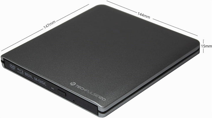 techPulse120 USB 3.1 Typ-C externer M-Disc BDXL Blu-ray Brenner Player Superdrive Laufwerk BD DVD CD