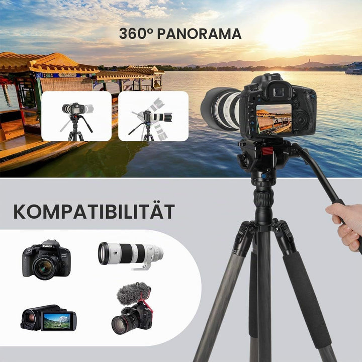 SIRUI Profi Traveler VC Video-Stativ, 159 cm, Carbon, Reise-Video-Stativ mit Videoneiger, Tragkraft