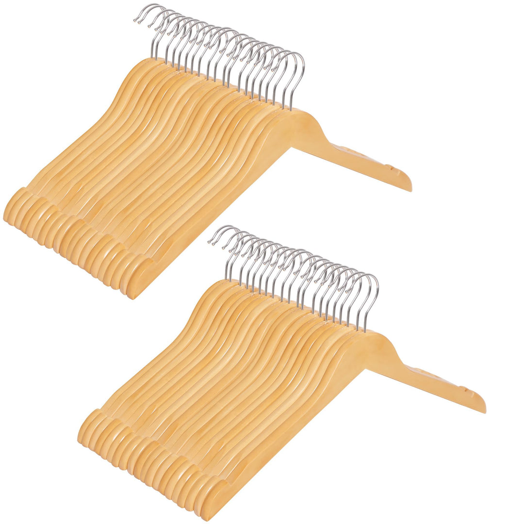SONGMICS Kleiderbügel, 40er Set, Kleiderbügel Holz, aus Massivholz, Holzbügel mit Einkerbungen, Jack