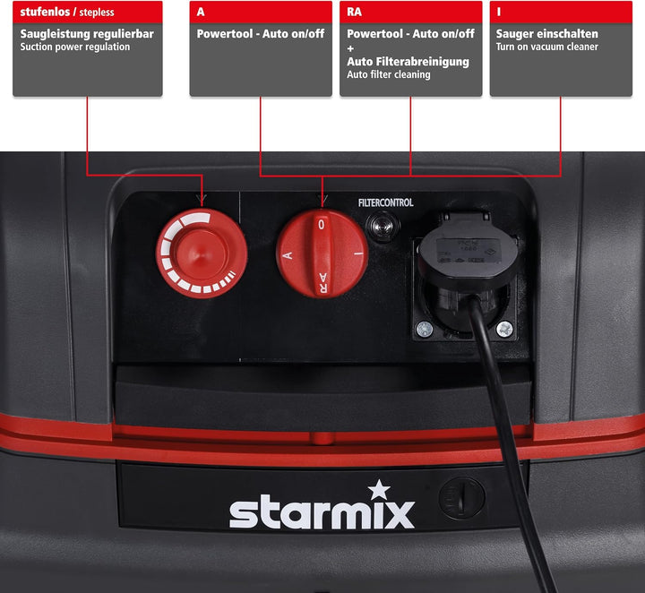 Starmix Nass- und Trockensauger Staubsauger ISC L-1625 TOP, hochwertiger Sauger für Baustelleneinsat