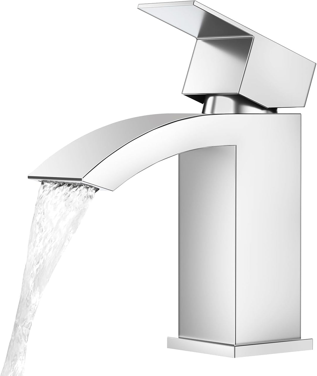 CREA Wasserfall Wasserhahn Bad,Waschtischarmatur Chrom mit Keramikventil, Mischbatterie Waschbecken