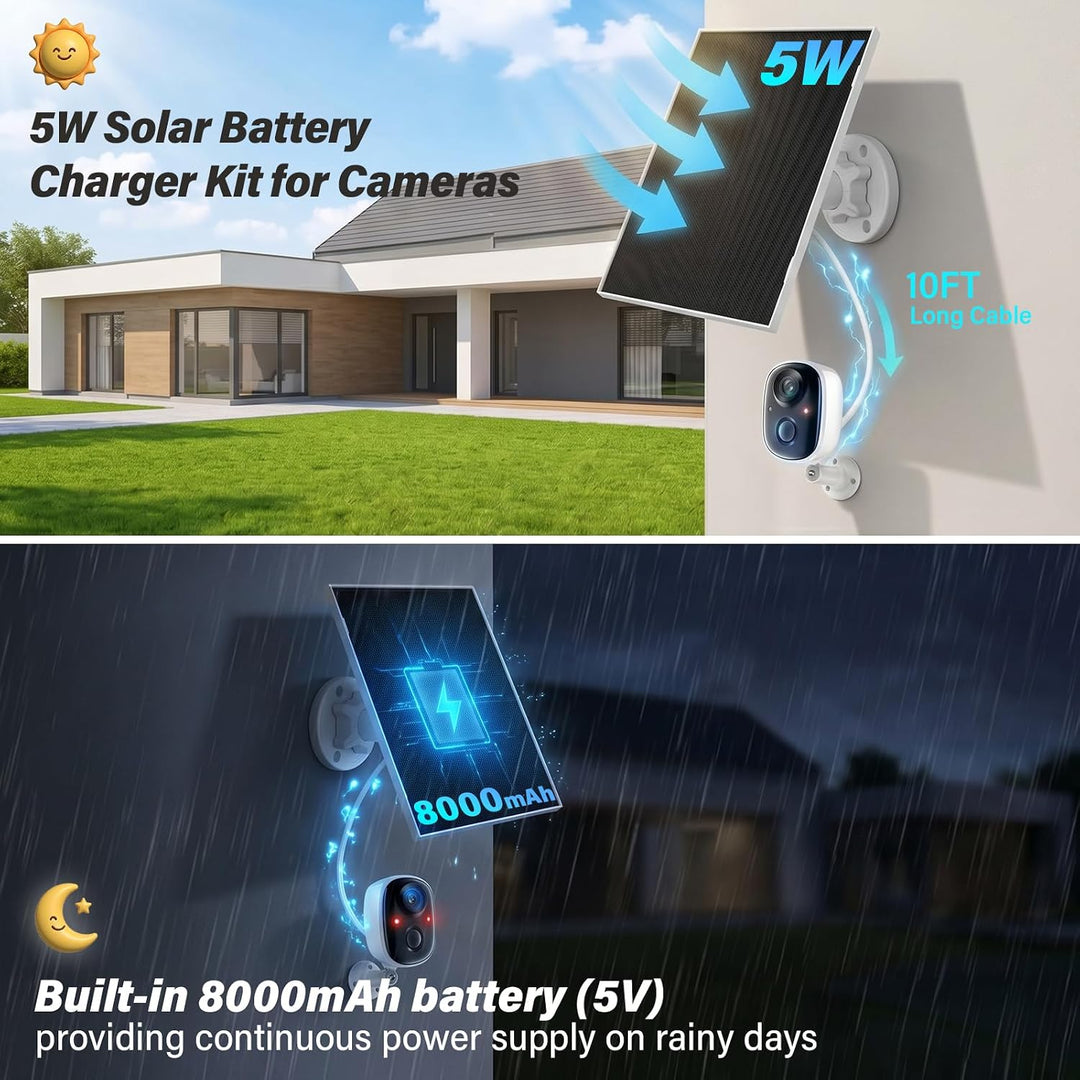 2 Pack 5W/5V Solarpanel mit eingebautem 8000mAh Akku, 3m 3-in-1-Solarladegerät mit Micro-USB-Anschlü