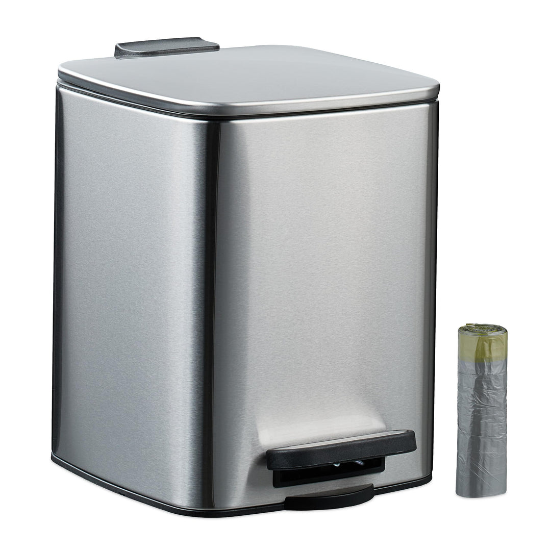 Relaxdays Kosmetikeimer, 6 L, Absenkautomatik, entnehmbarer Inneneimer, Metall, Bad Mülleimer, inkl.
