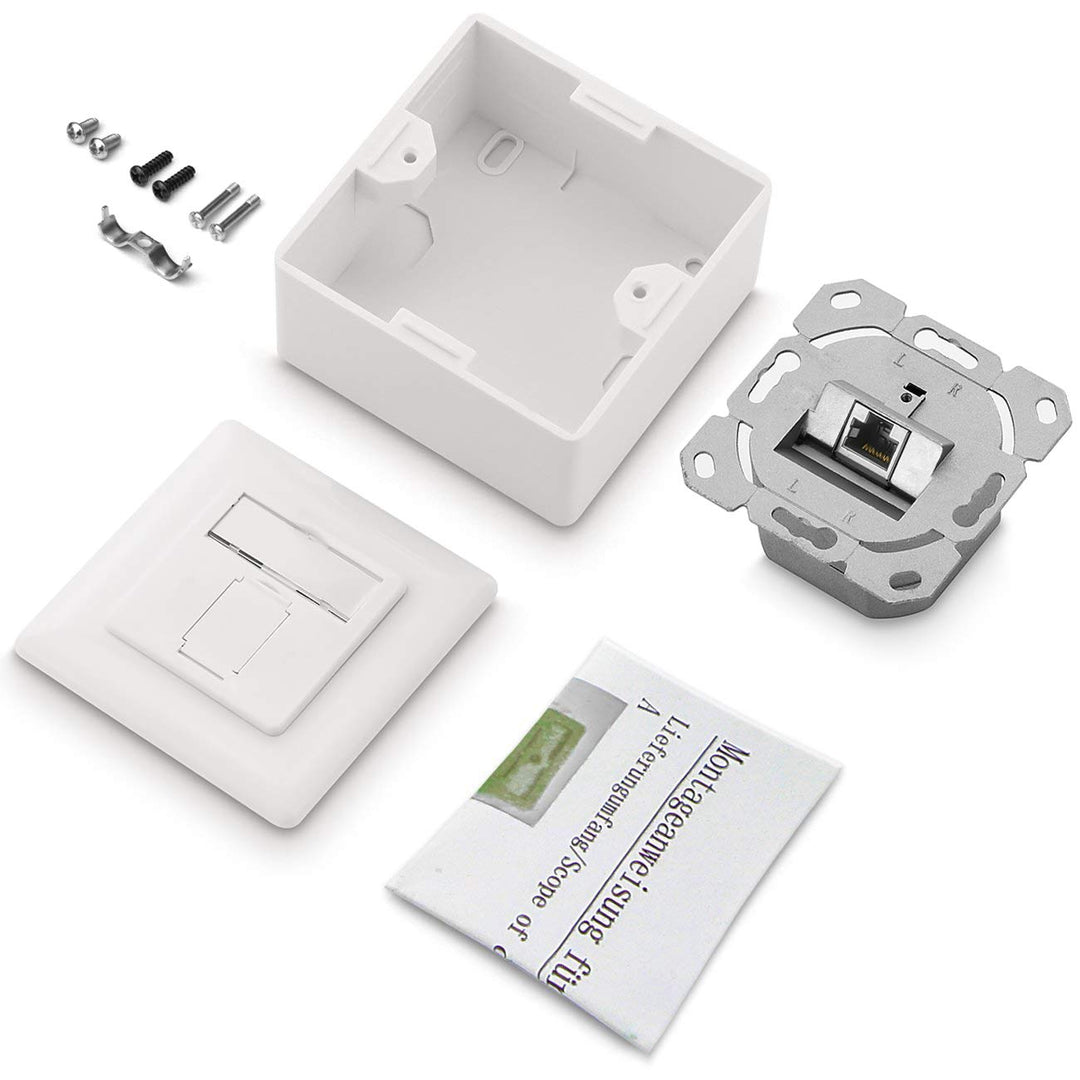deleyCON 1x CAT6a Universal Netzwerkdose - 1x RJ45 Port - Geschirmt - Aufputz oder Unterputz - 10 Gi
