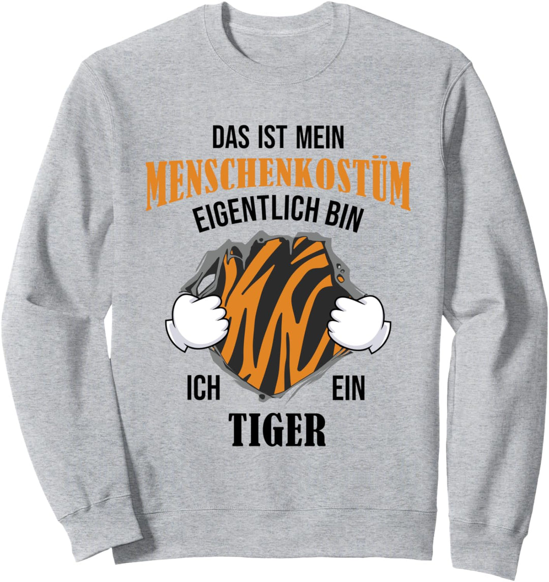 Tiger im Menschenkostüm lustiges Halloween Karneval Kostüm Sweatshirt