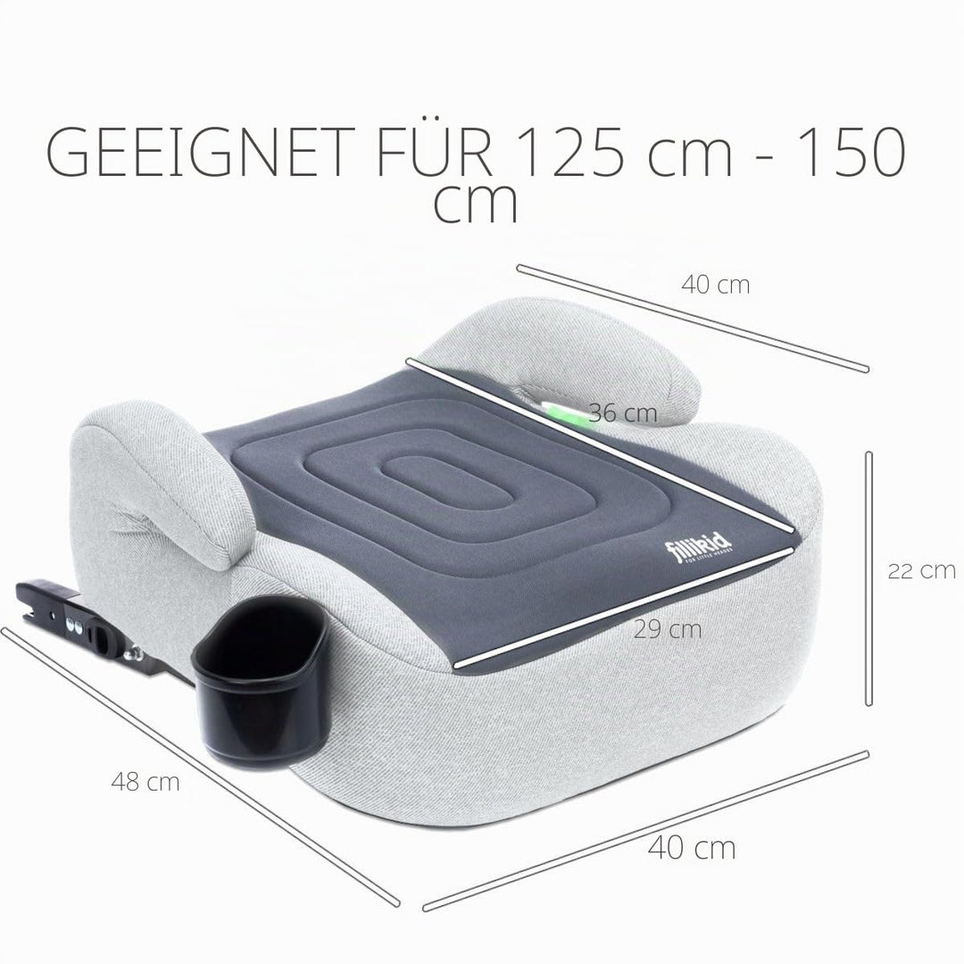 Fillikid Sitzerhöhung i-Size Norm mit ISOFIX Befestigungssystem Kinder Auto Sitz Gruppe 3 125 – 150