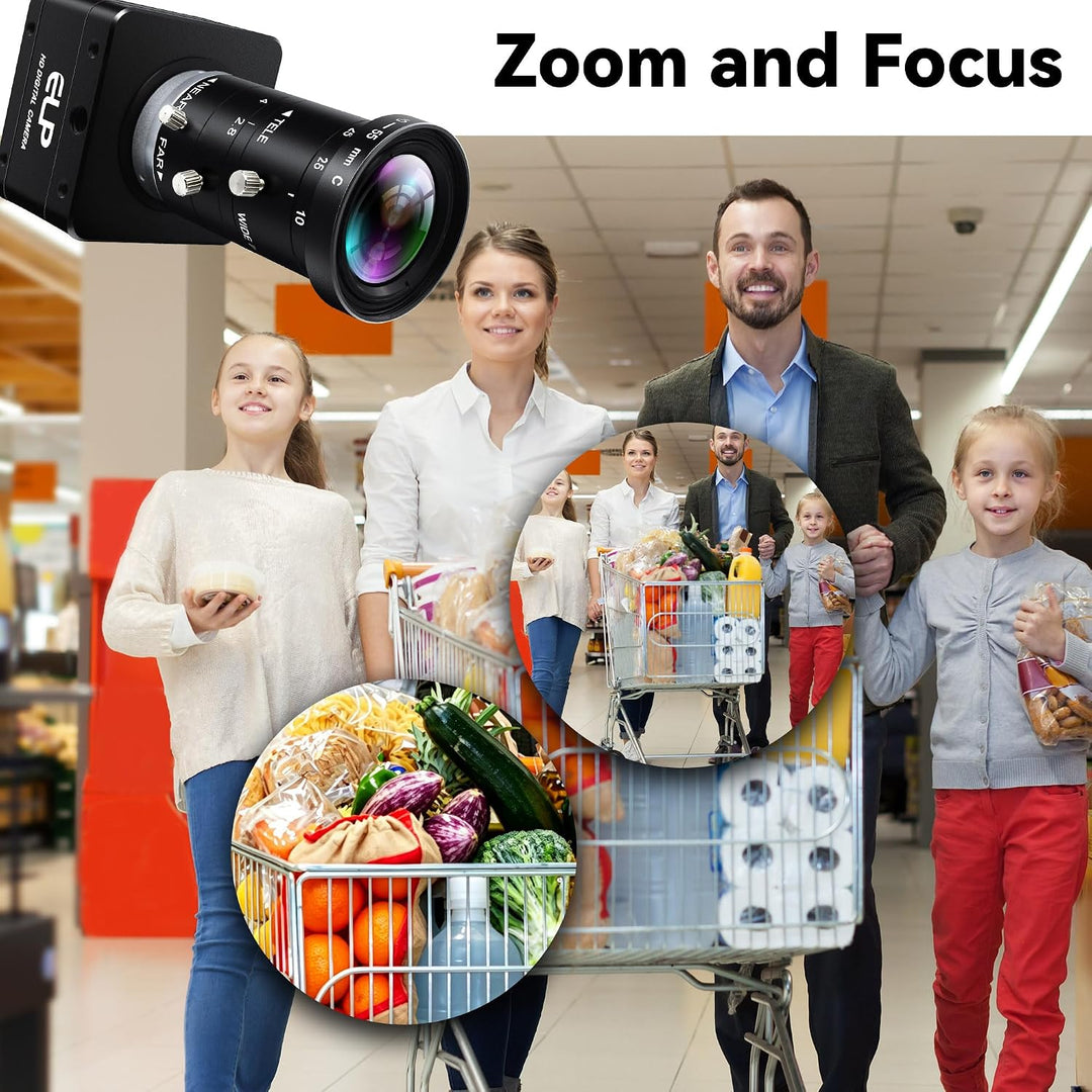 ELP 20MP 5K Ultra HD USB 3.0 Kamera, 5120 x 3840 27,5 fps Webcam mit hoher Bildrate, 10–55 mm 5-Fach