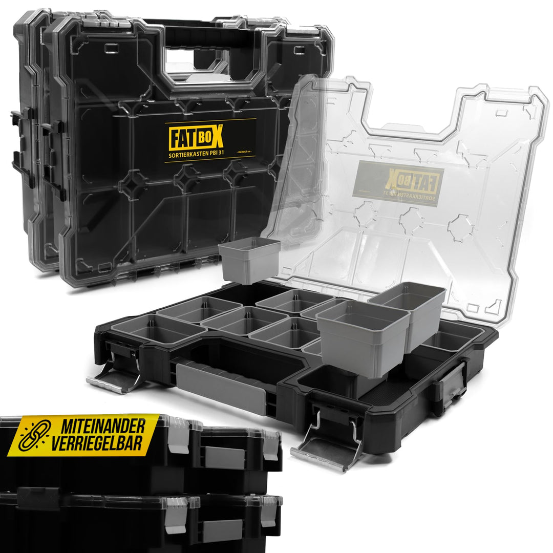 Fatbox XXL Organizer Sortierkasten Sortimentskasten Kleinteilemagazin Aufbewahrungsbox Koffer (Schwa
