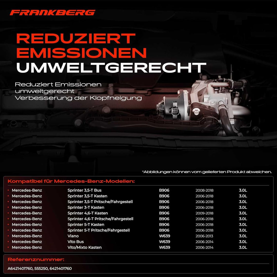 Frankberg AGR-Ventil Kompatibel mit Sprinter 3,5-T Sprinter 3-T Sprinter 4,6-T Sprinter 5-T B906 200