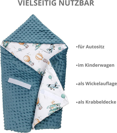 TupTam 2er Set Baby Decken Einschlagdecke 85x85 cm für Autositz Babyschale Babydecke Wiegendecke Min