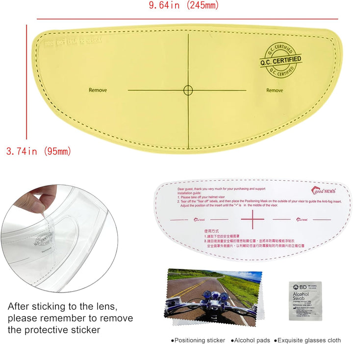 XII WY Universal Motorrad Helm Schild Antibeschlag Folie Gelb Nachtsicht Visier Linse Einsatz Nebelf
