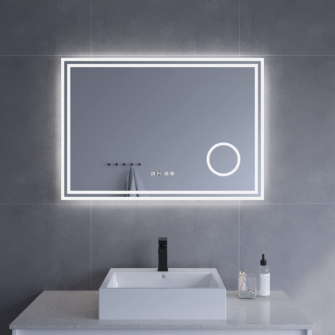 AQUABATOS LED Badspiegel 100x70 cm Wandspiegel Badezimmerspiegel mit Beleuchtung lichtspiegel Dimmba