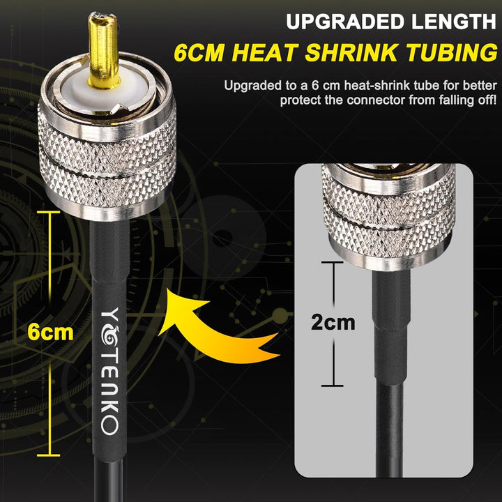 YOTENKO RG58 Koaxialkabel 15,0m CB Koaxkabel UHF PL259 Stecker auf Stecker Kabel 50Ohm Koax Low Loss