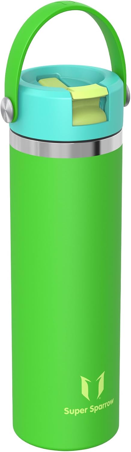 Sparrow Trinkflasche Edelstahl 750ml Thermosflasche mit Strohhalm Deckel | Isolierbecher Thermosflas