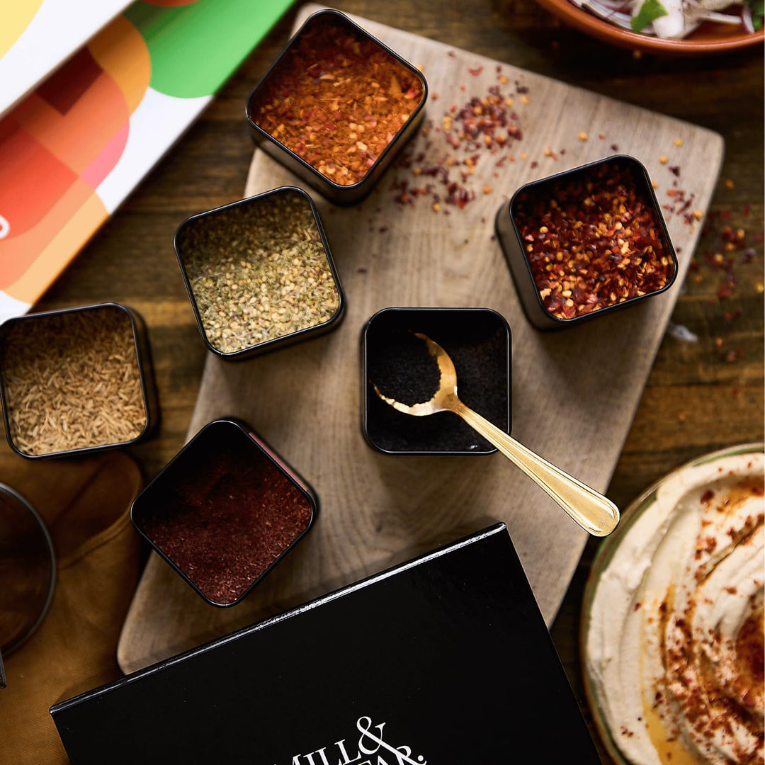 Mill &amp; Mortar BIO Levante-Gewürz-Geschenkset, 6 Gewürze für Ottolenghi Fans | Rose Harissa, Za&