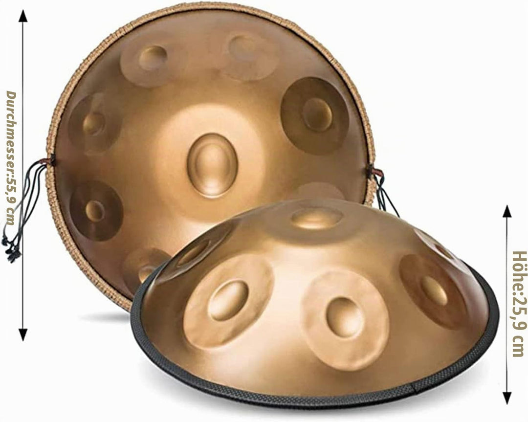 JTYX Handpan Drum 22 Zoll Schlaginstrument Handtrommel aus Stahl mit weicher Handpantasche, 2 Handpa