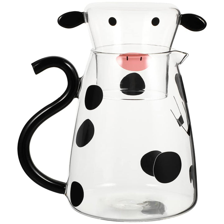 TOPBATHY Kaltes Wasserkrug mit Tasse Heimglas Juice Getränkglas Pitcher Cartoon Cow