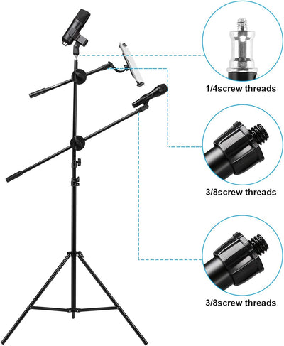 IMAGE höhenverstellbarer Mikrofonarmständer Mikrofon mit Stativ Tablethalterung und 2 einstellbarer