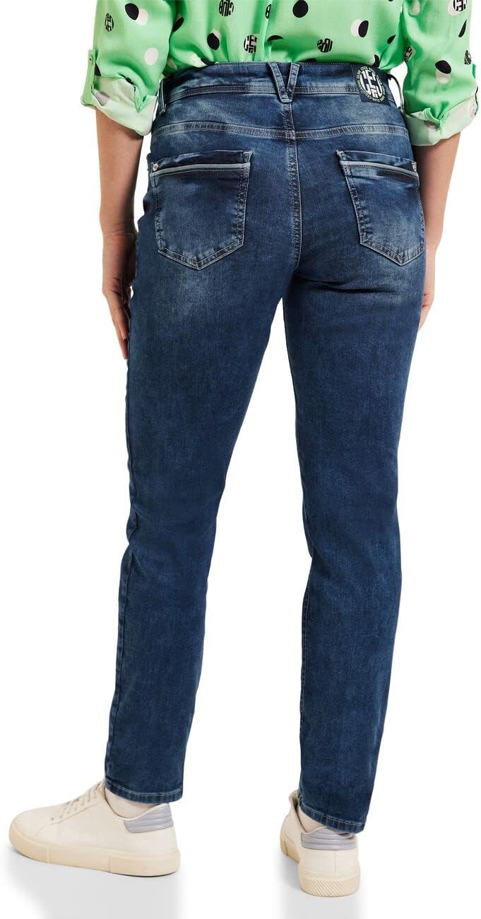 Cecil Damen Jeanshose Loose 27W / 30L Mid Blue Used Wash, 27W / 30L Mid Blue Used Wash
