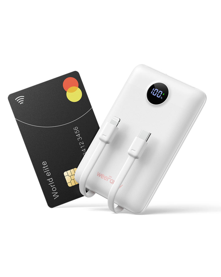 Power Bank 10000mAh Powerbank Klein Mini Powerbank mit integrierten Kabeln USB C Externe Handyakkus