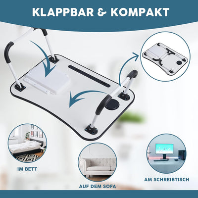 Albatros Laptoptisch mit Schublade FLIP Weiss - Bett Tablett-Tisch, klappbar - Laptop Tisch für Couc