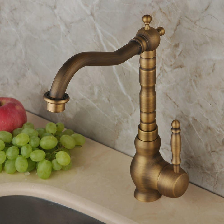 Küchen/Badezimmer-Armatur im antiken Stil, massives Messing, einzigartiges Design, langer und geboge