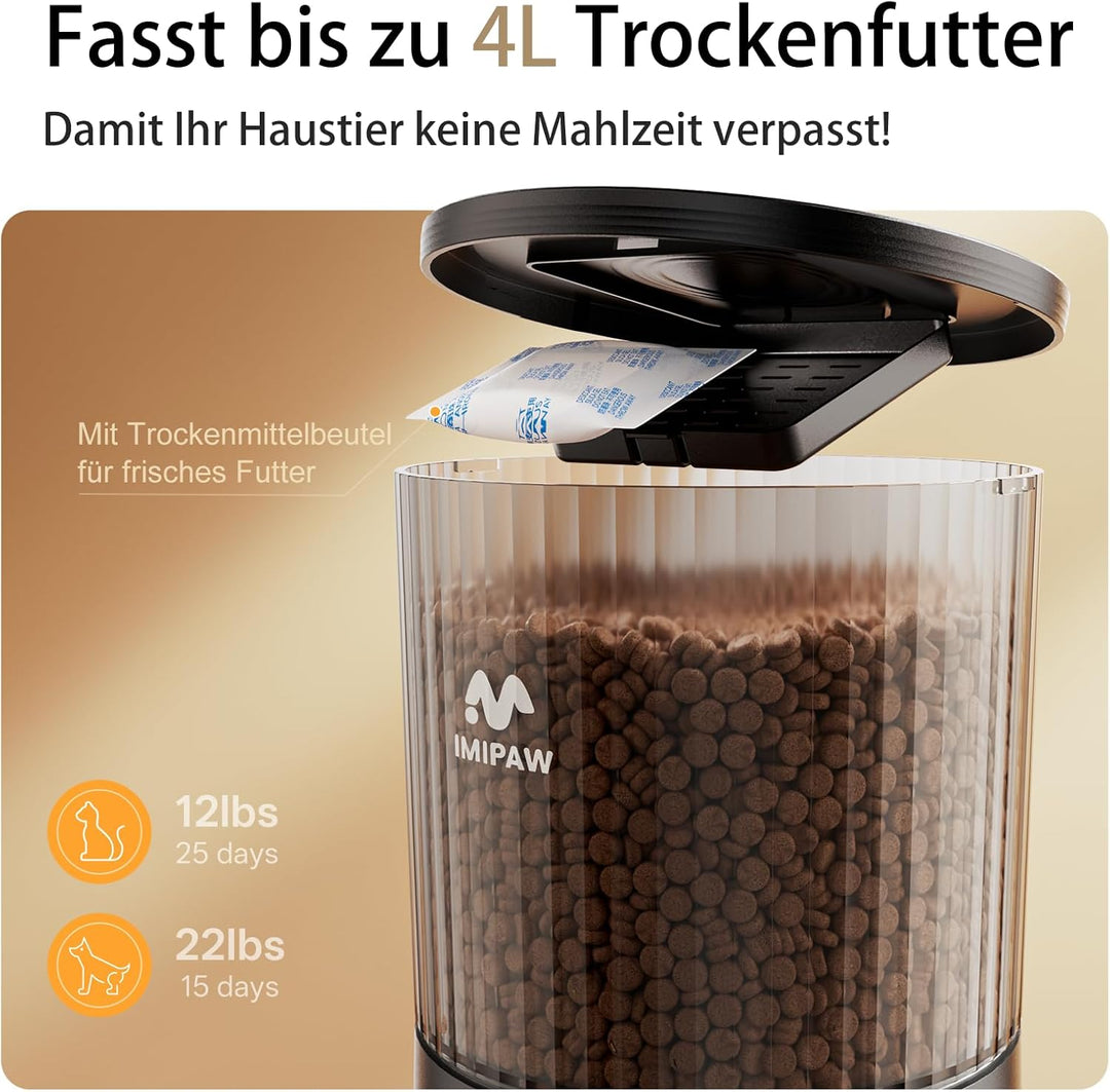 IMIPAW Futterautomat Katze, 5G | 2.4G WiFi Katzenfutter Automat, APP-Steuerung Futterspender für Kat