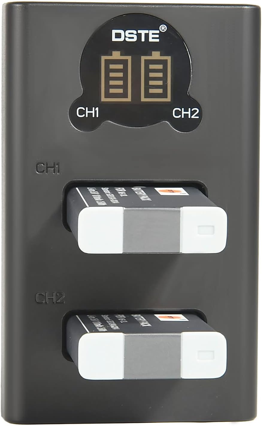 DSTE 2X NB-13L Ersatz Batterie + Dual USB-Ladegerät mit LCD-Display Kompatibel mit Canon PowerShot S