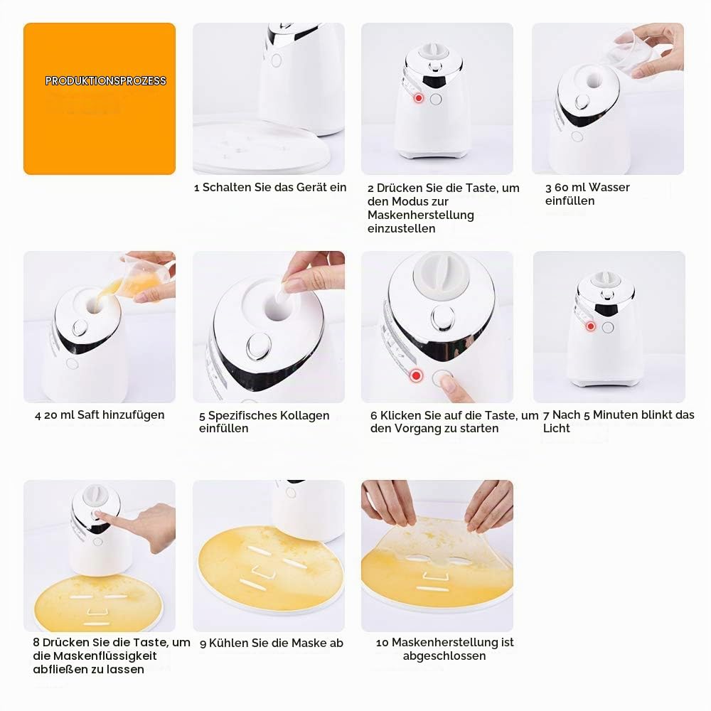 Face Mask Maker Machine mit 32 Stk. Kollagen, Face Mask Machine, Gesichtsbehandlung, DIY Natural Fru