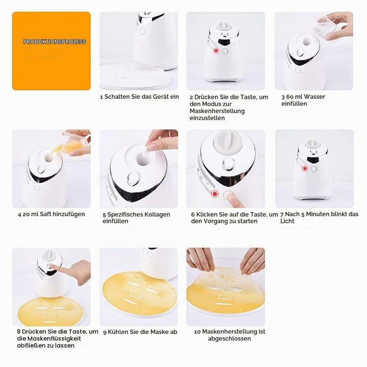 Face Mask Maker Machine mit 32 Stk. Kollagen, Face Mask Machine, Gesichtsbehandlung, DIY Natural Fru