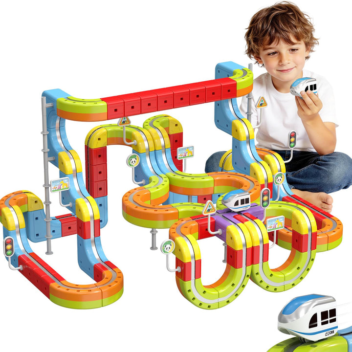 Elektrisches Eisenbahn Set, DIY Electric Train Set mit Schwerkraft Defying 3D-Layouts & Magisches Sc
